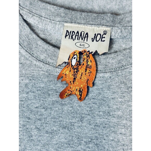 Pirana Joe Long Sleeve T Shirt Gray - Fish Tag - Progreso Mexico - 100%‎ Cotton - Picture 4 of 12